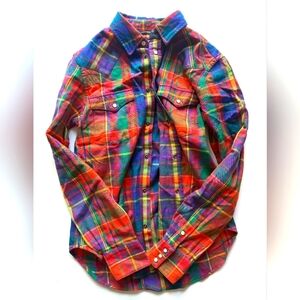 Ralph Lauren Womens Vintage Multicolor Plaid Shirt Long Sleeves Size S